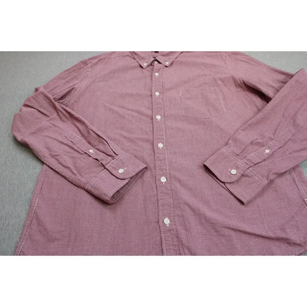 J‎ Crew Shirt Mens XL Gingham Check 100% Cotton Slim Fit Button-Down